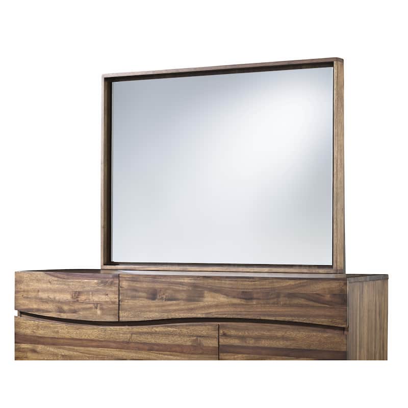 Ocean Natural Sengon Solid Wood Floating Glass Mirror - Brown - A/N
