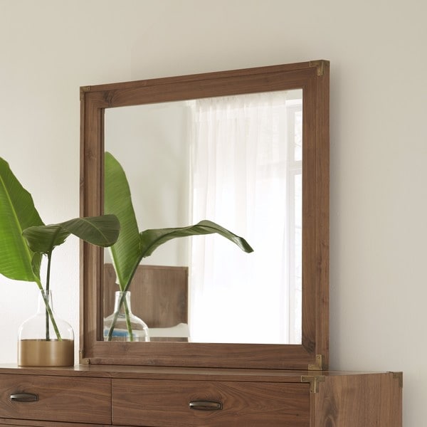 Adler Natural Walnut Beveled Glass Mirror - Hazelnut/Almond/Brown - A/N