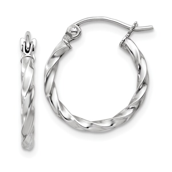 Versil 14 Karat White Gold Twist Polished Hoop Earrings Versil 14 Karat White Gold Twist Polished Hoop Earrings