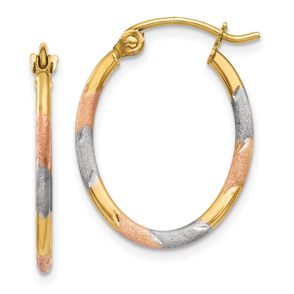 14K and Rhodium Hoop Earrings