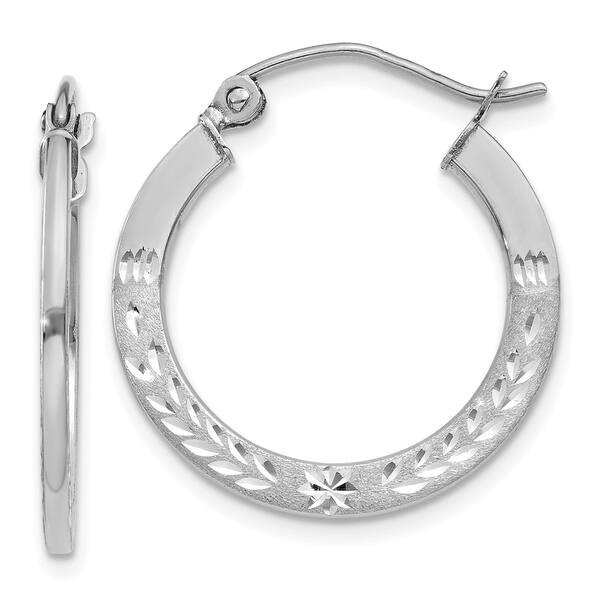 14 Karat White Gold Diamond Cut Hoop Earrings Free Shipping Today 14 Karat White Gold Diamond Cut Hoop Earrings