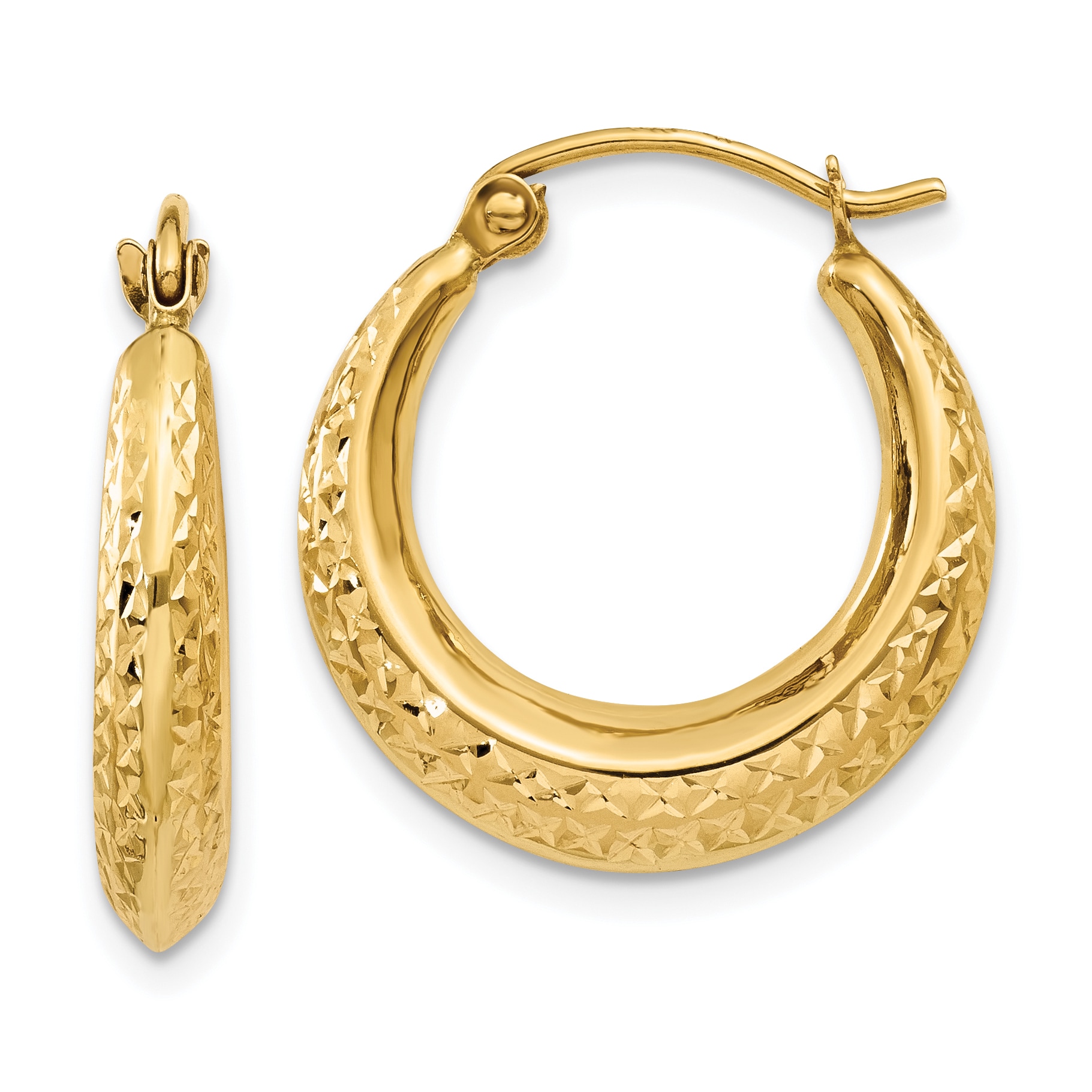 Versil 14 Karat Yellow Gold Textured Hollow Hoop Earrings Versil 14 Karat Yellow Gold Textured Hollow Hoop Earrings