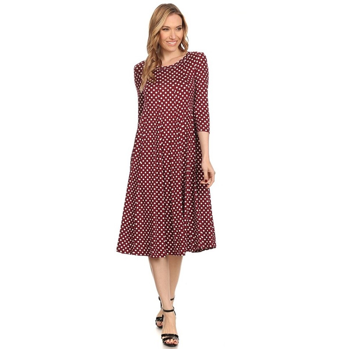 polka dot burgundy dress