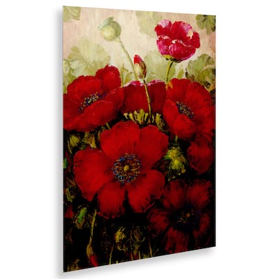 Masters Fine Art 'Poppies II' Floating Brushed Aluminum Art