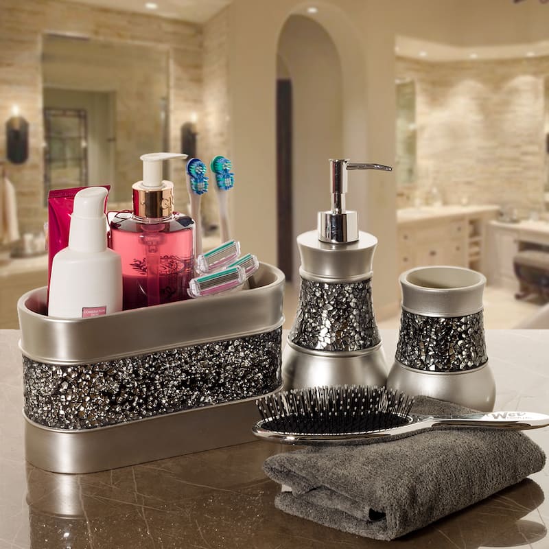 Creative Scents Brushed Nickel Silver 3-Compartment bathroom Organizer