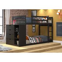 Donco Kids Mission Twin over Twin Chest and Storage Bunk Bed in White or Black Brown Finish