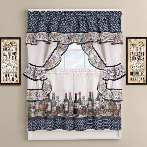 Chateau Wines Cottage Kitchen Curtain Tier and Valance Set