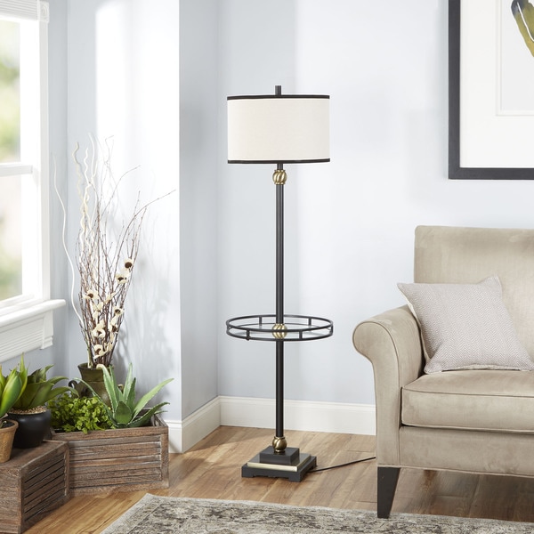 The Monroe Floor Lamp with Shade and Glass Tray