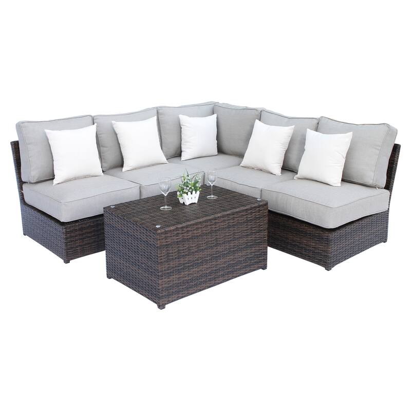 Lucca Brown Wicker 6-piece Sectional Set by Living Source International