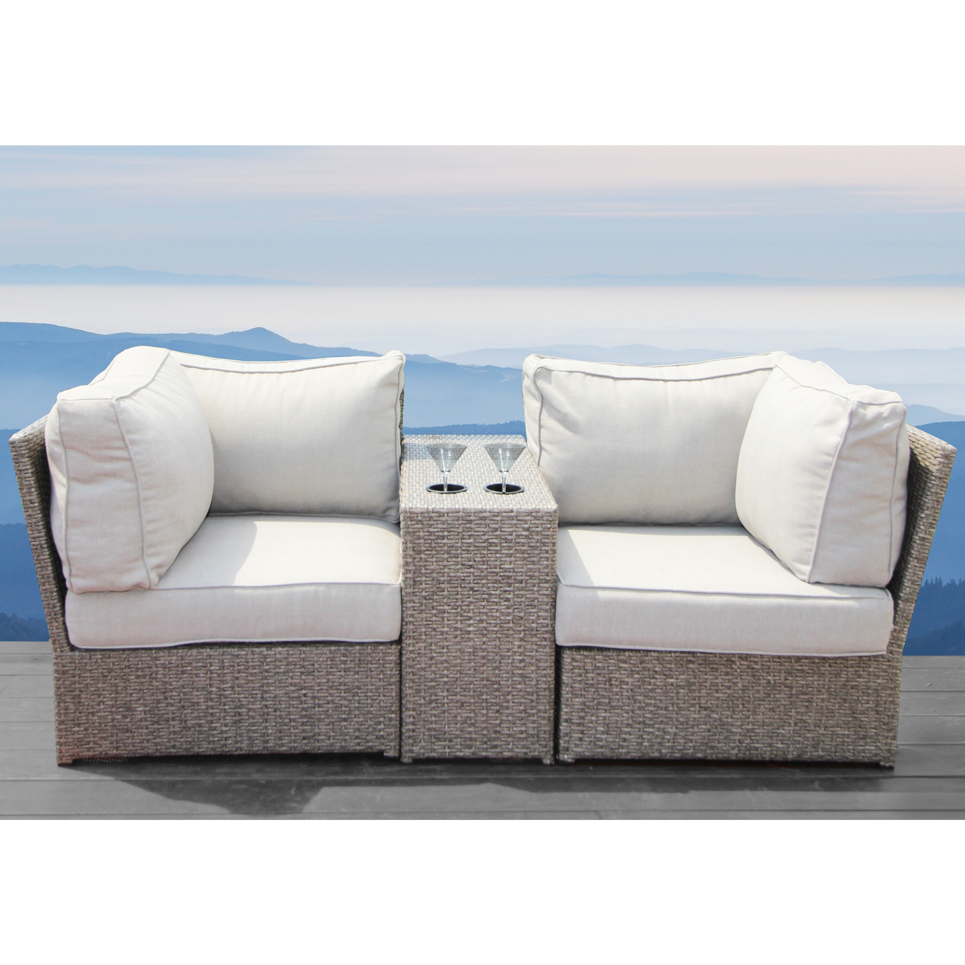 Shop Chelsea Grey Wicker Patio Loveseat Sofa By Living Source International Overstock 14506347