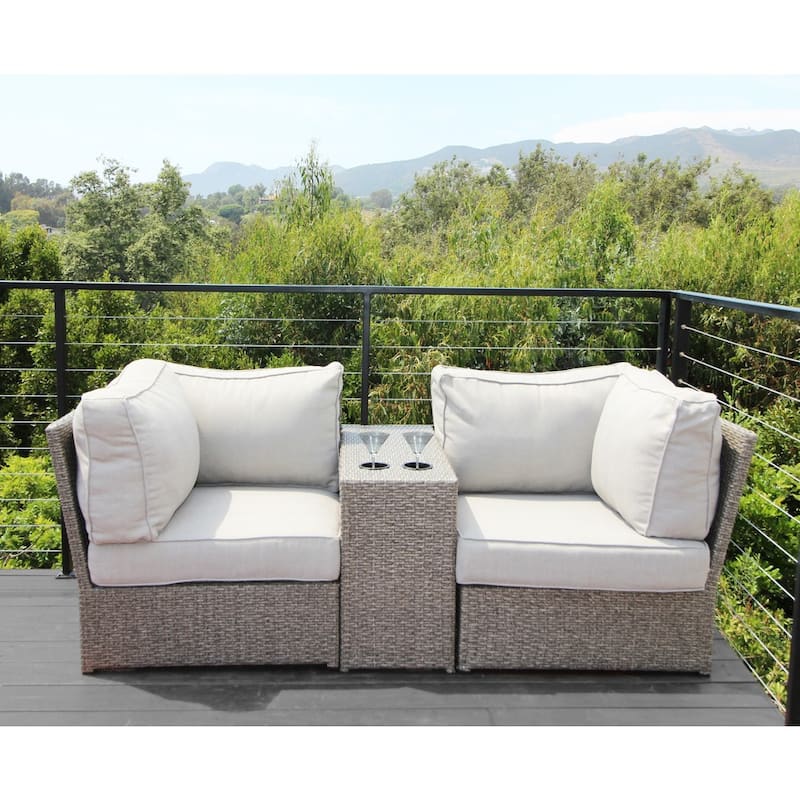 Chelsea Grey Wicker Patio Loveseat Sofa by Living Source International