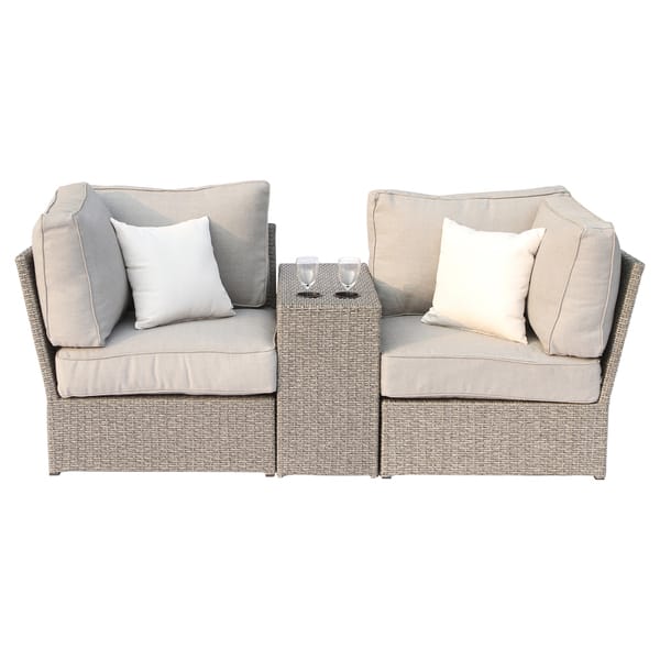 Shop Chelsea Grey Wicker Patio Loveseat Sofa By Living Source International Overstock 14506347