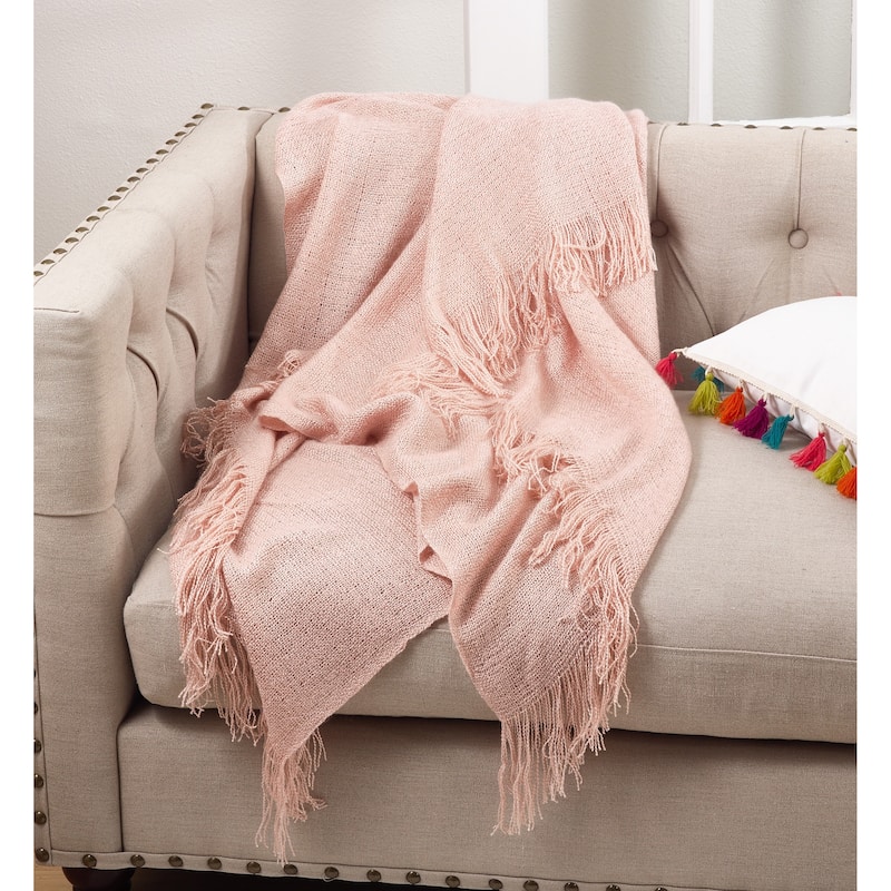 Soft Pink Woven Throw