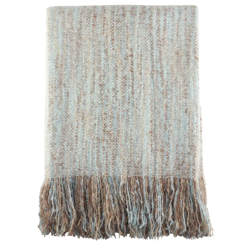 Faux Mohair Throw - Aqua