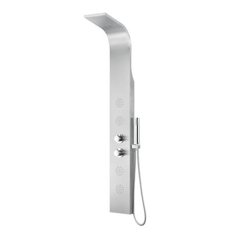 ANZZI Praire 64 in. Full Body Shower Panel with Heavy Rain Shower in Brushed Steel