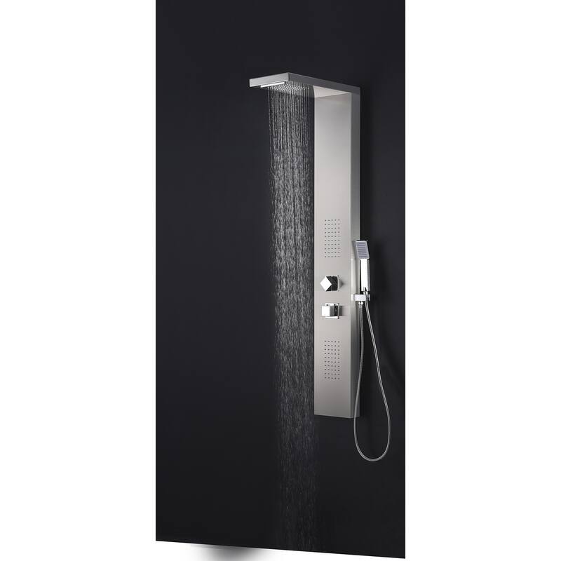 ANZZI Expanse 64 in. Full Body Shower Panel in Brushed Steel