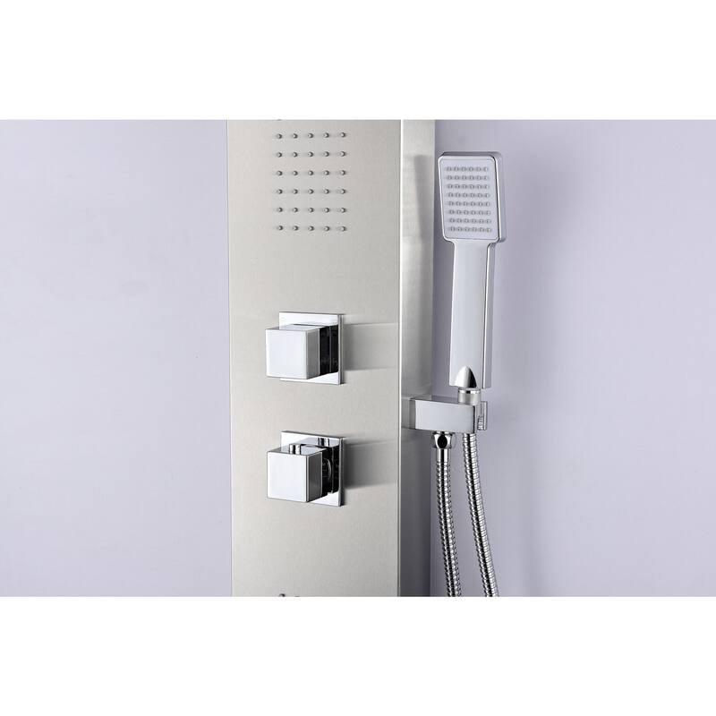 ANZZI Expanse 64 in. Full Body Shower Panel in Brushed Steel