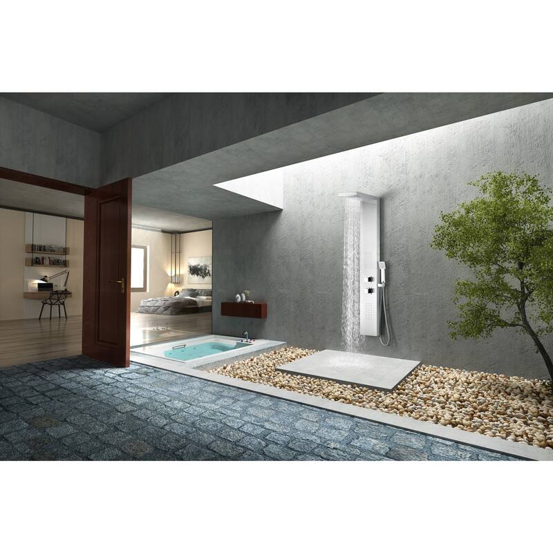 ANZZI Expanse 64 in. Full Body Shower Panel in Brushed Steel