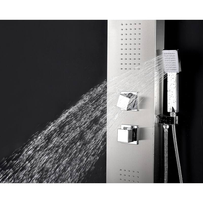 ANZZI Expanse 64 in. Full Body Shower Panel in Brushed Steel