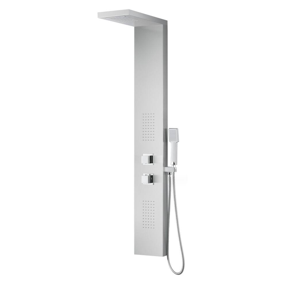 ANZZI Expanse 64 in. Full Body Shower Panel in Brushed Steel