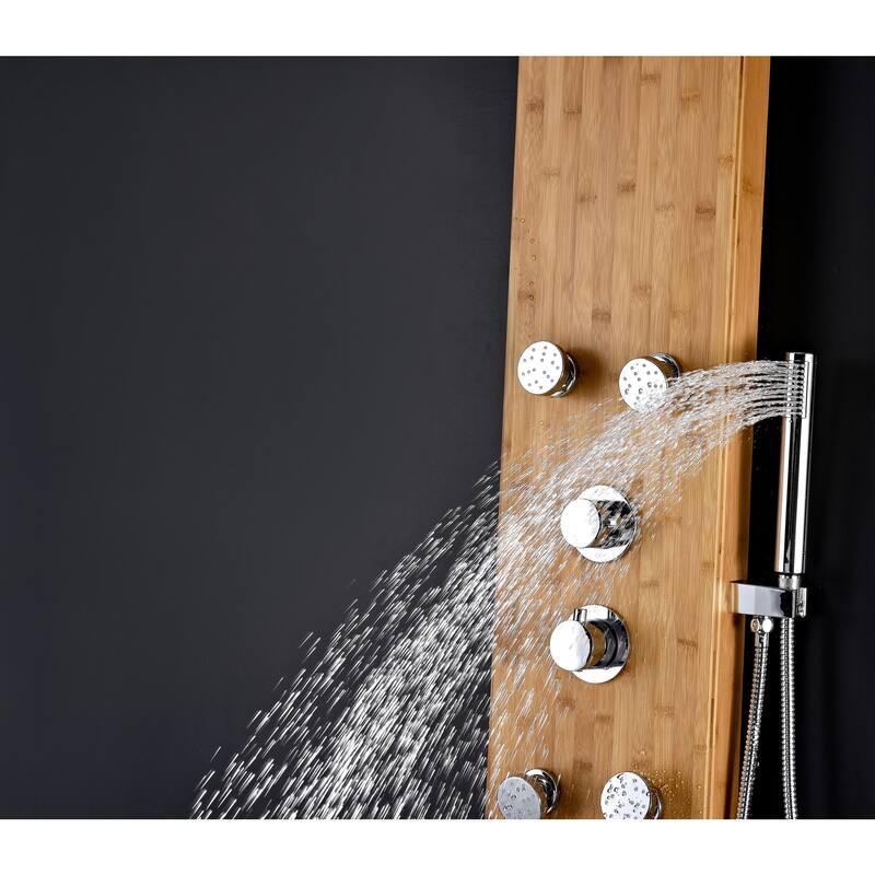 ANZZI Crane 52 in. Full Body Shower Panel with Heavy Rain Shower in Bamboo