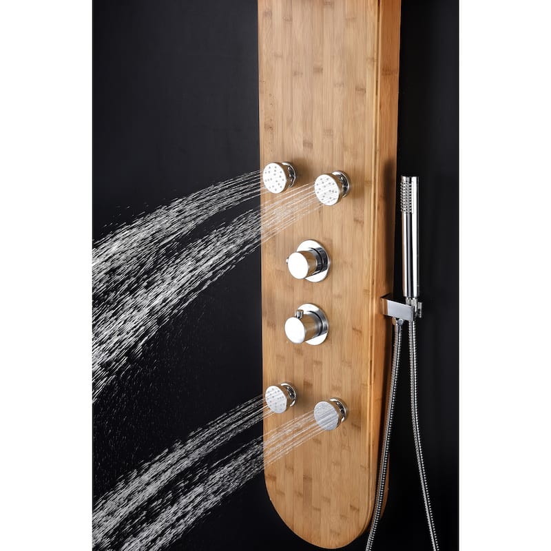 ANZZI Crane 52 in. Full Body Shower Panel with Heavy Rain Shower in Bamboo