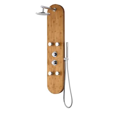 ANZZI Crane 52 in. Full Body Shower Panel with Heavy Rain Shower in Bamboo
