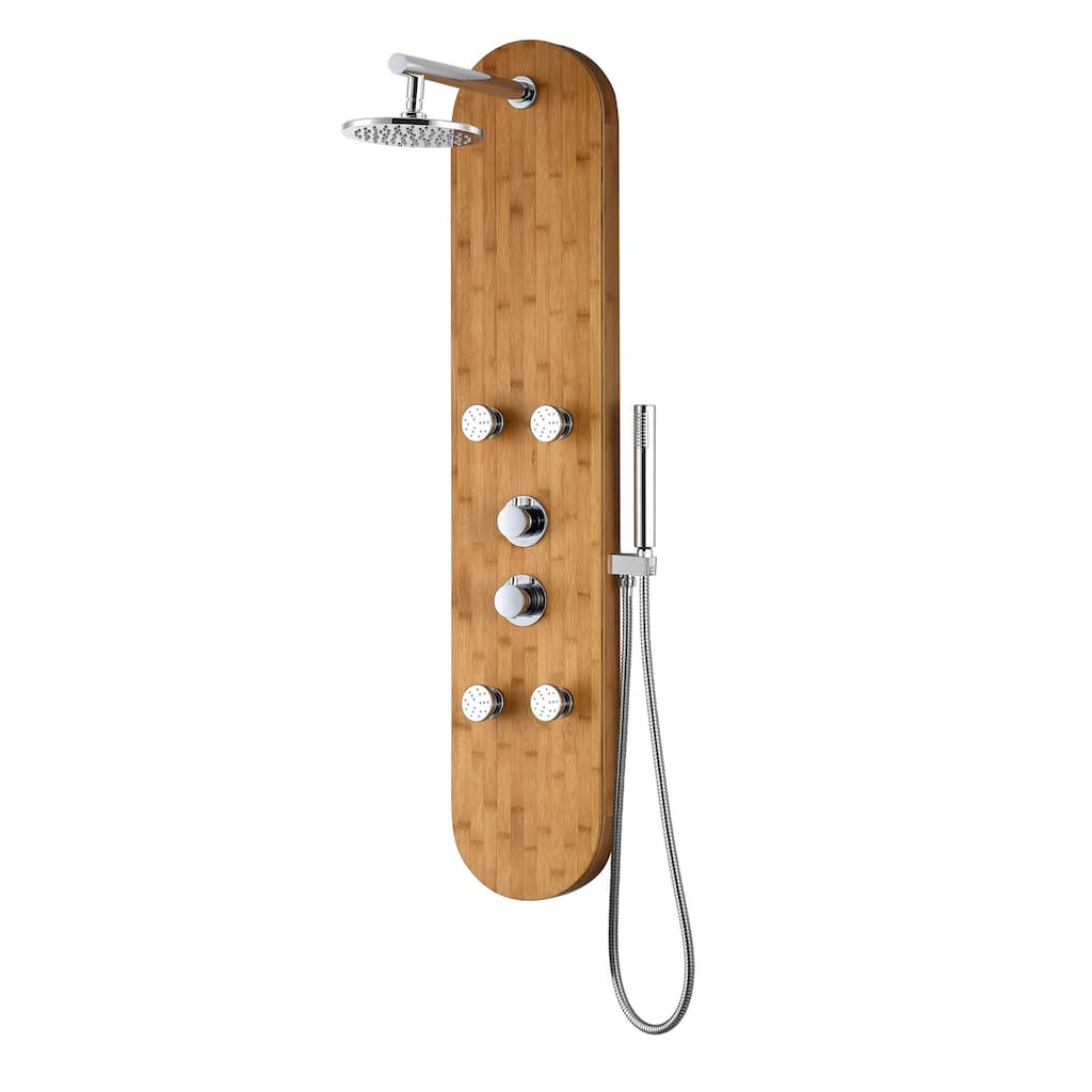 ANZZI Crane 52 in. Full Body Shower Panel with Heavy Rain Shower in Bamboo