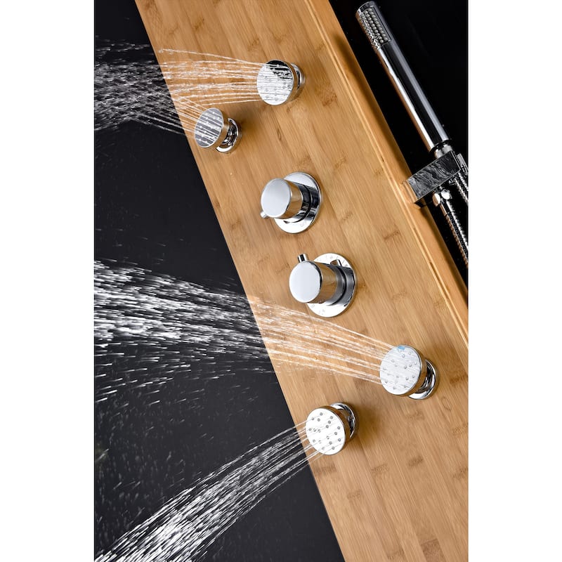 ANZZI Crane 52 in. Full Body Shower Panel with Heavy Rain Shower in Bamboo