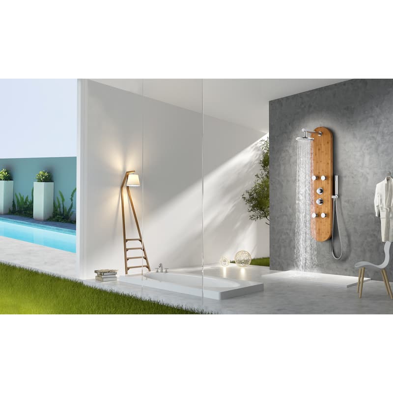 ANZZI Crane 52 in. Full Body Shower Panel with Heavy Rain Shower in Bamboo