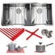 preview thumbnail 1 of 14, 42-inch Stainless Steel Double Bowl 60/40 Zero Radius 16 Gauge Undermount Kitchen Sink Complete Combo Accessories