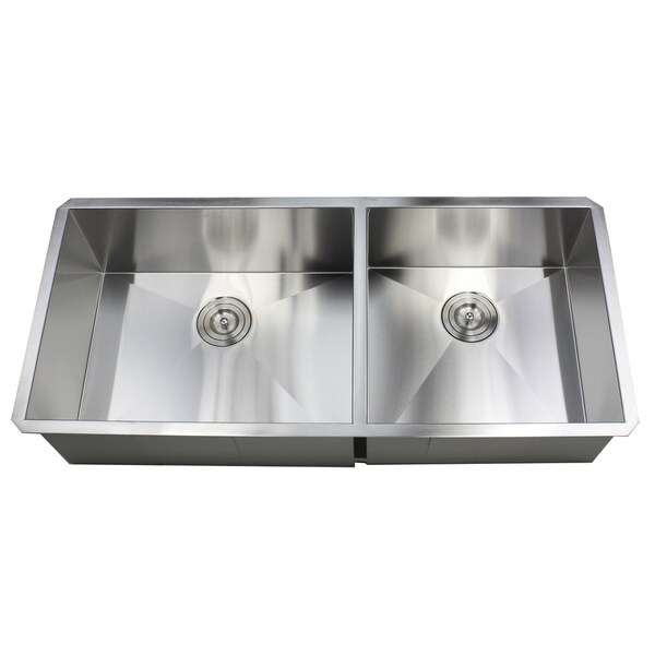 Ariel 37" Undermount Stainless Steel Zero Radius Double Bowl Kitchen sink Combo 