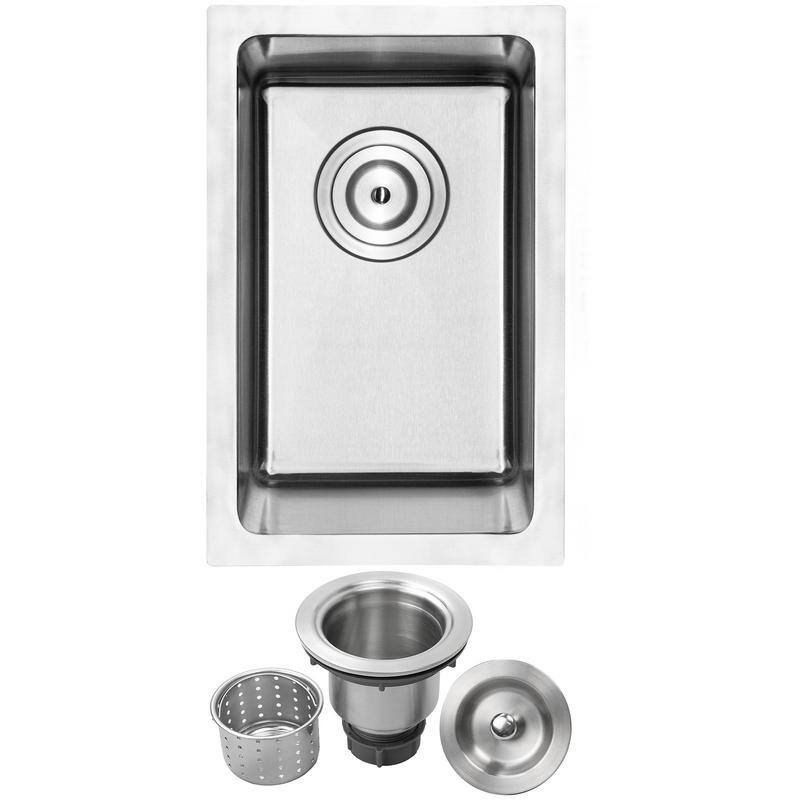 12" Ticor PLZ-03 Arlo Series 18-Gauge Stainless Steel Undermount Single Basin Kitchen and Bar Sink