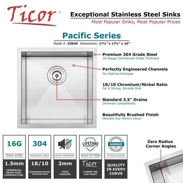 Shop 17 1 4 Ticor S3640 Pacific Series 16 Gauge Stainless Steel