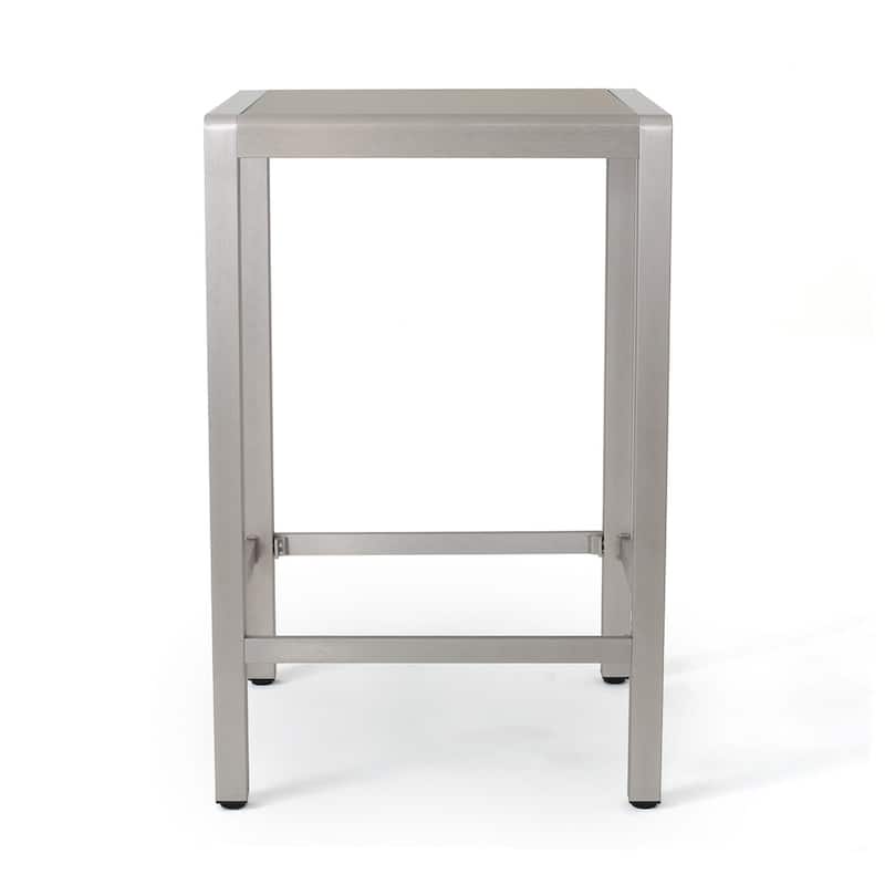 Cape Coral Outdoor Aluminum Bar Table with Glass Top (Table Only) by Christopher Knight Home - 27.56"L x 27.56"W x 43.00"H
