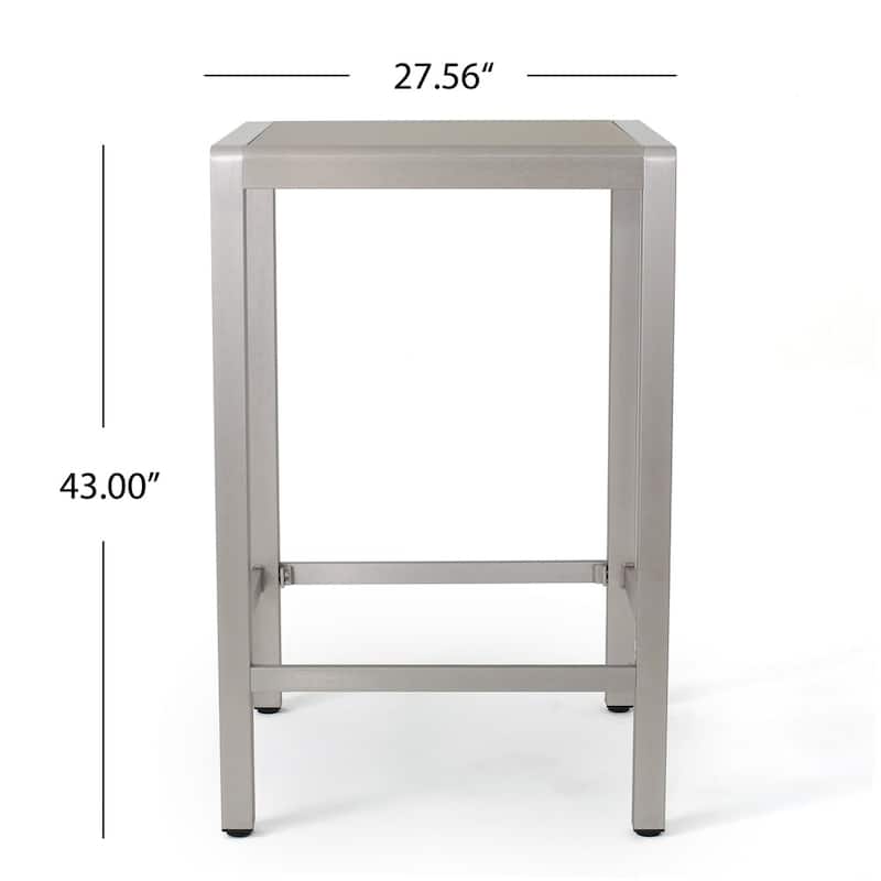 Cape Coral Outdoor Aluminum Bar Table with Glass Top (Table Only) by Christopher Knight Home - 27.56"L x 27.56"W x 43.00"H