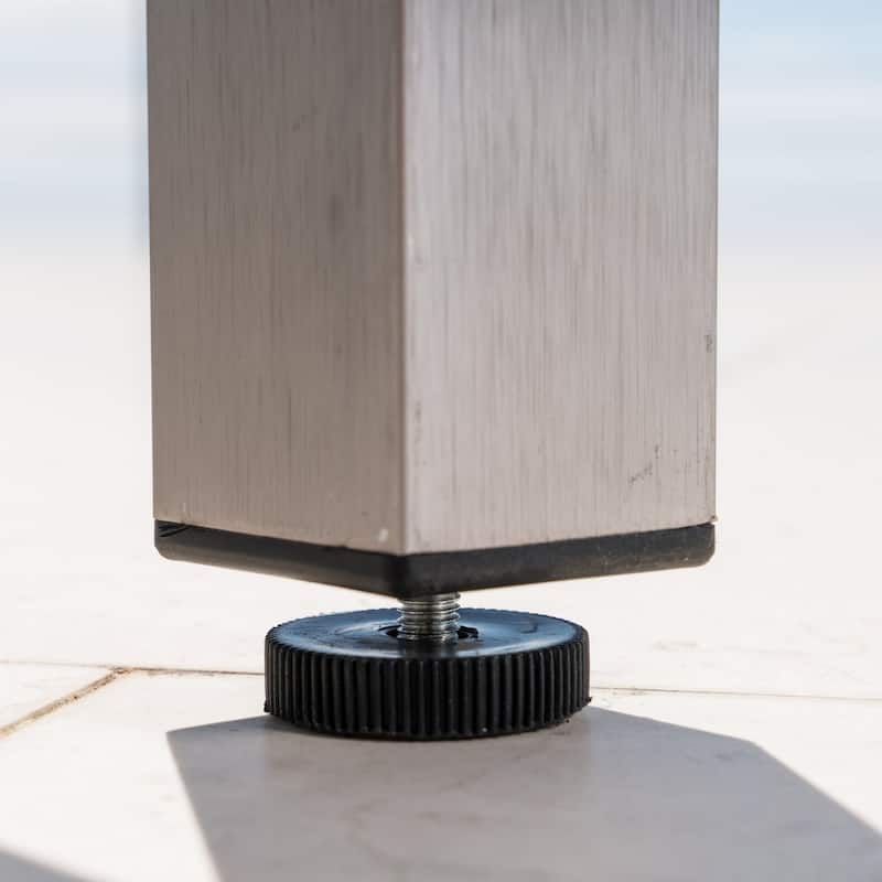 Cape Coral Outdoor Aluminum Bar Table with Glass Top (Table Only) by Christopher Knight Home - 27.56"L x 27.56"W x 43.00"H