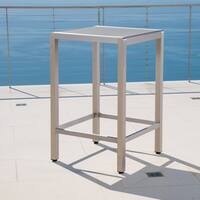 Cape Coral Outdoor Aluminum Bar Table with Glass Top (Table Only) by Christopher Knight Home - Silver