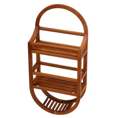 Bare Decor Teak Wood Shower Caddie Storage Organizer