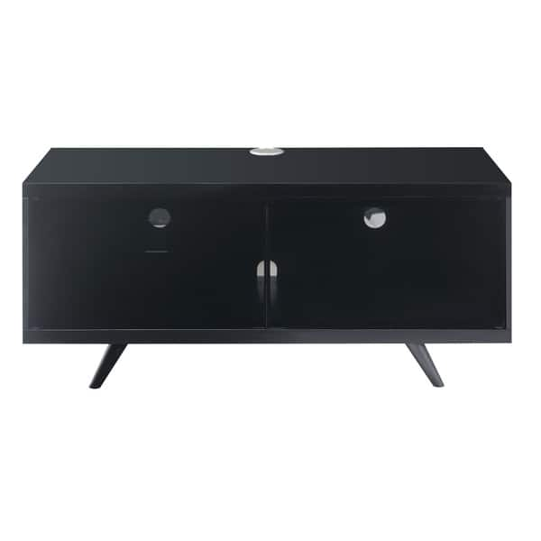 Shop Modern Home Matte Black Tv Stand With Large Shelf And Glass