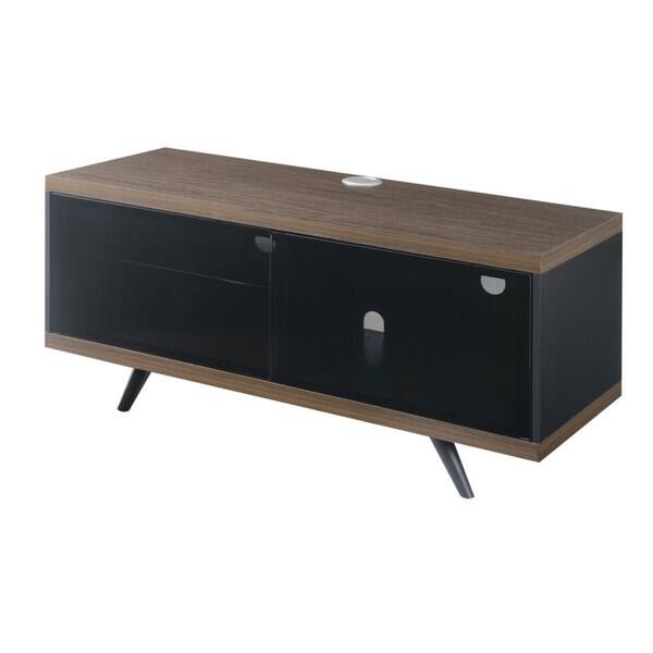 Shop Modern Home Matte Black Tv Stand With Large Shelf And Glass