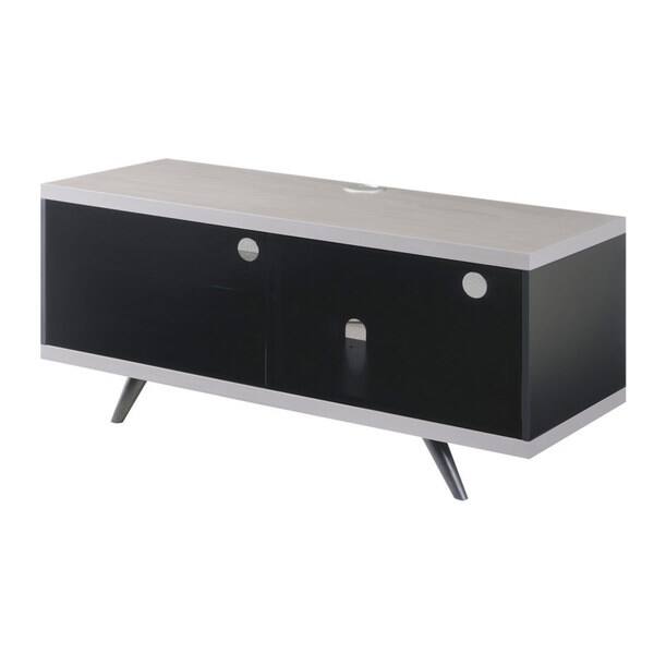 Shop Modern Home Matte Black Tv Stand With Large Shelf And Glass