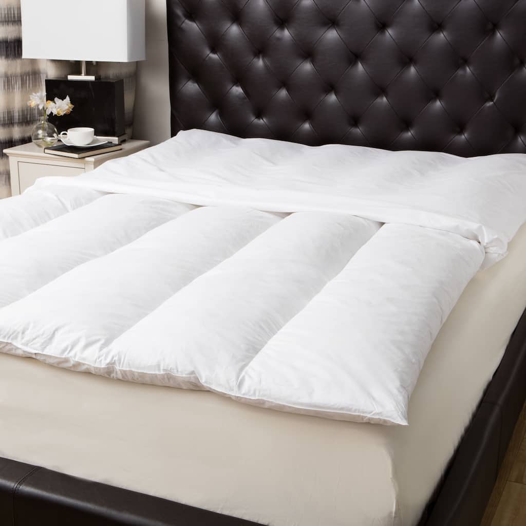 Natural 100-percent Cotton Baffle-channel Featherbed and Cover Set