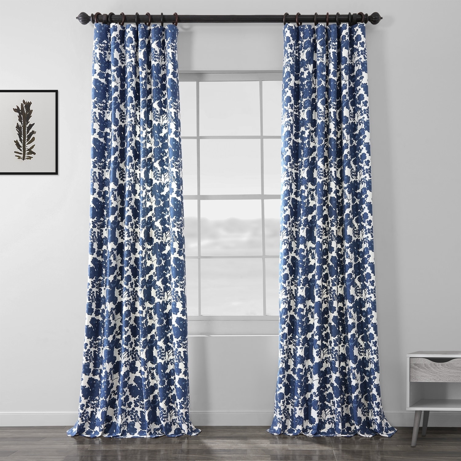 blue curtain fabric