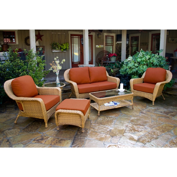 Shop Lexington Light Brown Wicker Outdoor 6-Piece Patio ... on Outdoor Wicker Patio Furniture id=54605