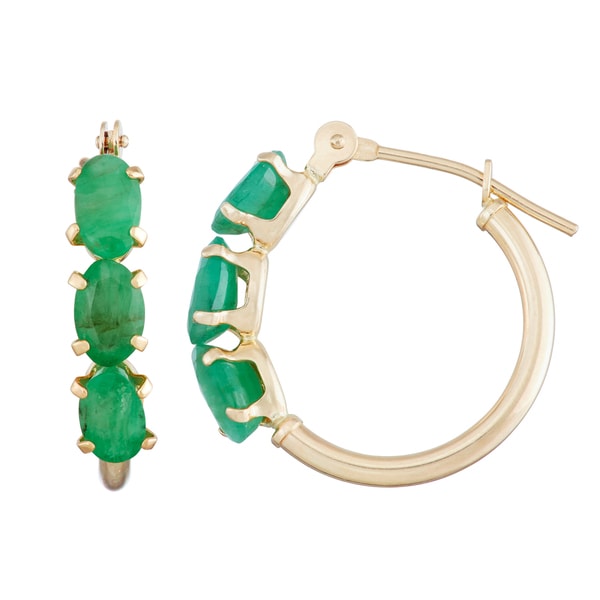 Gioelli 10k Yellow Gold Genuine Emerald Hoop Earrings Free Gioelli 10k Yellow Gold Genuine Emerald Hoop Earrings