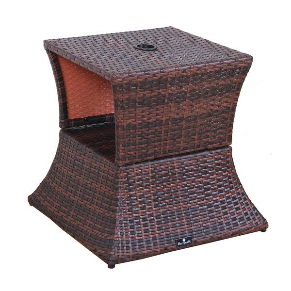 Shop Black Friday Deals On Broyerk Brown Rattan Outdoor Patio Table Umbrella Stand Overstock 14513694