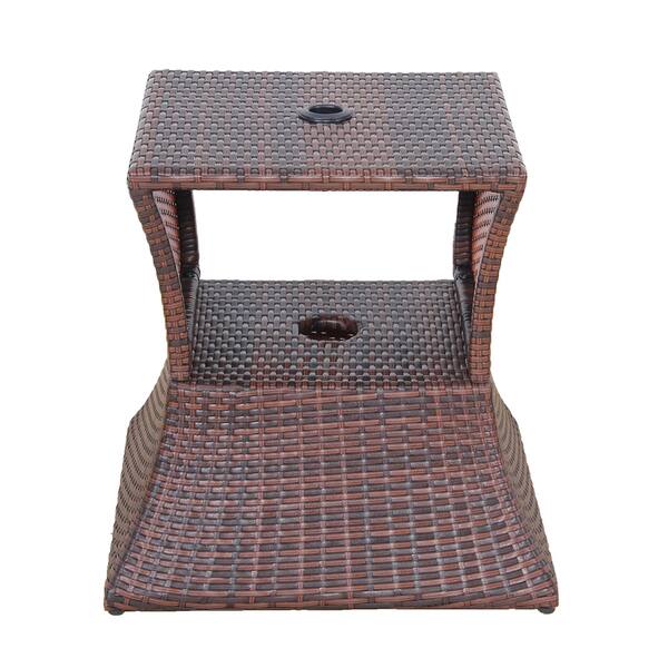 Shop Black Friday Deals On Broyerk Brown Rattan Outdoor Patio Table Umbrella Stand Overstock 14513694