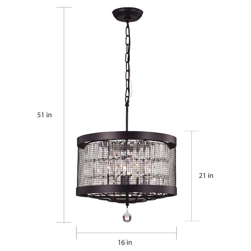 Hawkins Rustic Iron Crystal Mesh 4-light Pendant