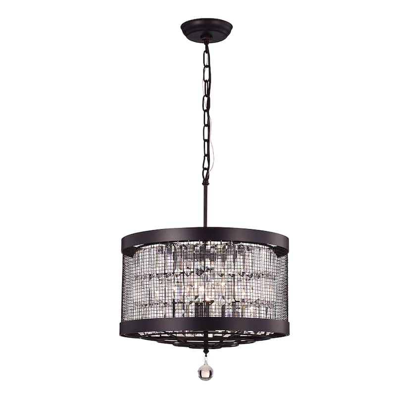 Hawkins Rustic Iron Crystal Mesh 4-light Pendant